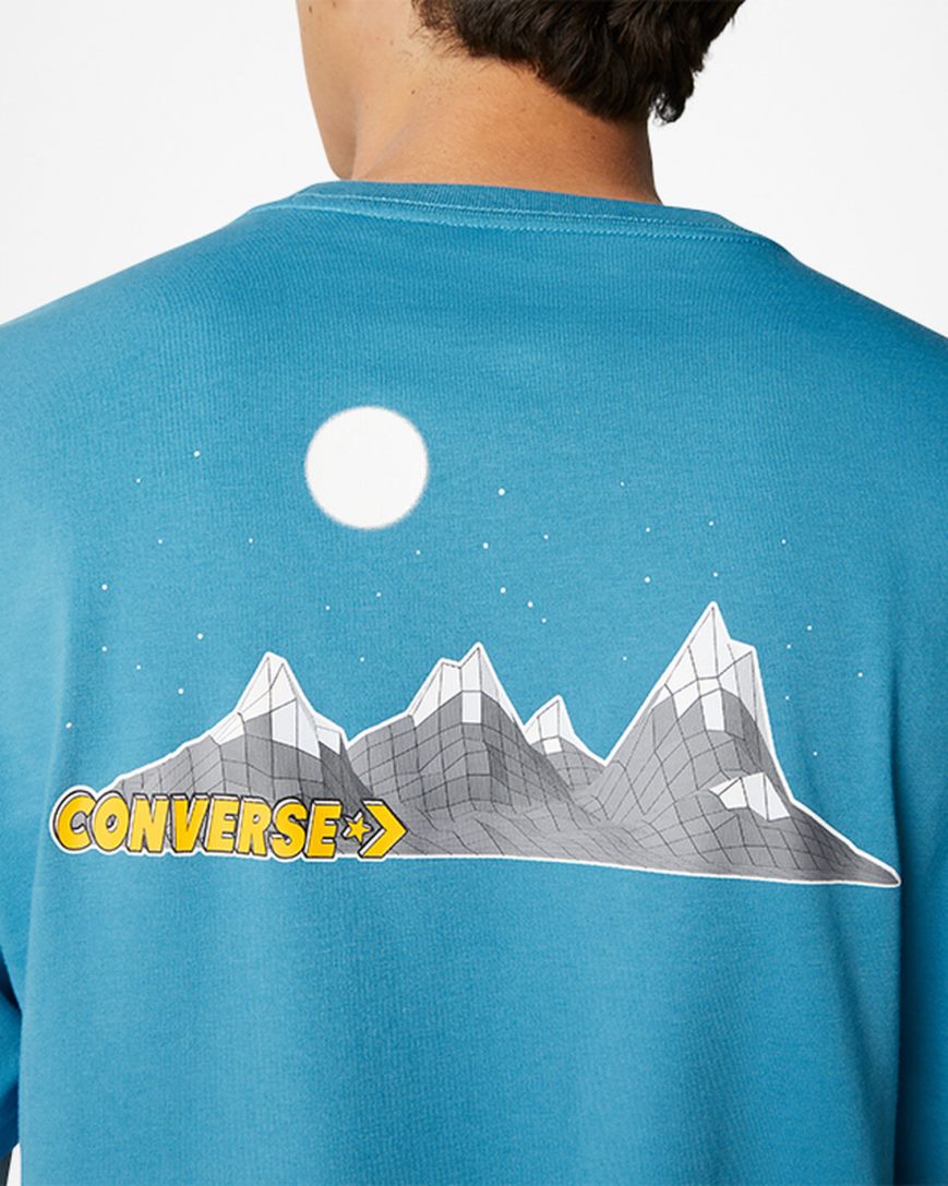 Men's Converse Moon Mountain Graphic T-Shirts Blue | AU 46C80U